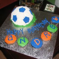 Soccer Ball I used the sports pan to make this chocolate soccer ball w/cookies & cream filling and BC icing for my godson's 9th birthday!