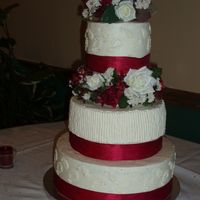 Red Or Burgandy Wedding Cake I made this for my friend's wedding, and it was the first wedding cake (and only so far) I have made. I stressed out over it quite a...
