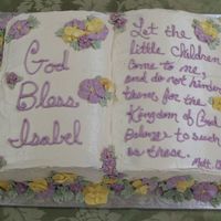 Baptism Cake This is a cake I made for my niece's baptism which was on Easter Sunday. I wanted it to look like the book was sitting in a bunch of...