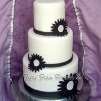 Black And White Daisy Simple design on dummy cake. All fondant.