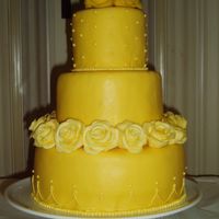 Yellow Spring Cake This cake was inspired by JenniferMI's beautiful yellow cake using fresh flowers. I covered cake in mmf and molded roses from it as...