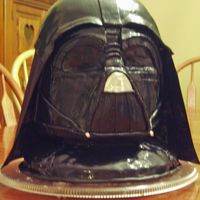 Darth Vader Head For My Husband Many thanks to RockStarCakes for the excellent tutorial and your amazing cake which I copied as best I could! Used five 9 inch round cakes...
