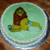 Lion And Lamb I made this cake for a silent auction the young women in my church were having for girl's camp. The picture is made from piping gel...