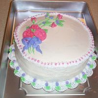 My First Cake Class Cake Not very good but I was pretty happy with it for the most part lol.