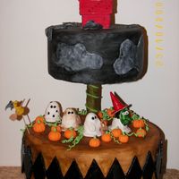 Snoopy's Halloween Bottom tier is the Peanuts gang walking through the pumpkin patch & top tier is Snoopy as the Flying Ace. All fondant, everything...