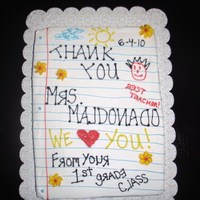 1St Grade Last Day Of School. Chocolate cake iced in buttercream, made this for my daughters 1st grade class on their last day of school.