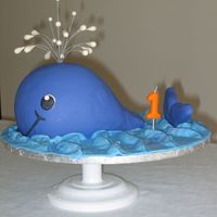 Whalecake1.jpg For my nephew's first birthday. 3D Whale cake copied from "Party Animal Cakes" by Lindy Smith.