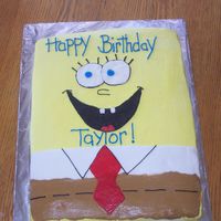 Sponge Bob chocolate cake with chocolate pudding and fresh banans...