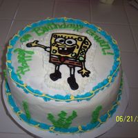 Spongebob Here is a spongebob cake. Its a BCT, white cake all buttercreamn.
