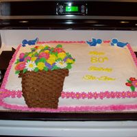 Flowers In A Basket-Weave Vase Cake Here is a picture of a 1/2 sheet cake that I did for my Grandmother's 80th birthday. I used the buttercream frosting. I had made my...