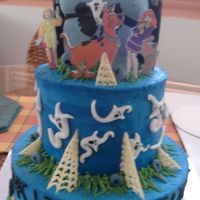 Haunted House Cake 6" and 9" 2-tier vanilla pound cake, covered with buttercream, white chocolate spider webs, gumpaste spiders and ghosts, RI black...