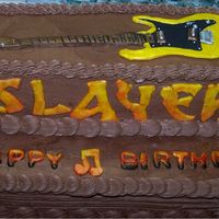 Fondant Guitar This was for my nephew. Letter's and guitar are "cut" from fondant and hand painted. Scanned Logo from his CD cover onto...