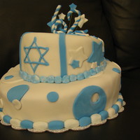 Israel's Independence Day Cake First time doing a topsy turvey cake.....
