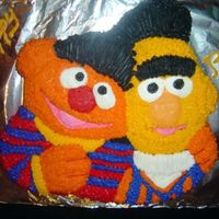 Bert & Ernie I made this for my older son's 2nd birthday. I was able to find the retired pan on ebay. I was so happy as Ernie was his favorite SS...