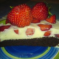 Charlotte Cake Chocolate sponge with creamy charlotte cream and strawberries
