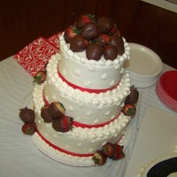 Strawberry Heaven Wedding cake that goes with Treble Clef cake.