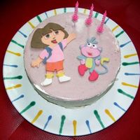 Dora And Boots My daughter's birthday cake: strawberry cream and Dora and Boots made of fondant (MTT)