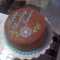 Ice Cream Cake This is an ice cream cake I made for my friend's birthday. It is mint chocolate chip ice cream with yellow cake and chocolate...