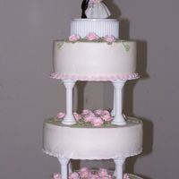 Anniversary Cake Made for friends surprise 25th anniversary party. It was made like their original. 12,10 and 8" the bottom is chocolate and the other...