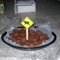 Cow Pie Cookies! Chocolate chocolate chip cookies that kind of resemble cow pies. I made the sign using photoshop. Brought it to a BBQ they loved the...