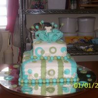 Baby Shower one cake 10 x 3 and one 6 x 3 all in fondant decorations.