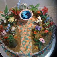 Cottage Garden Cake Made for a lady that loves cottage gardens, some of the flowers were made from liquorice.