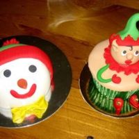 Snowman And Pixie These were a bit of fun for Christmas and have been quite popular. Fruitcake muffin, marshmallow head decorated with fondant