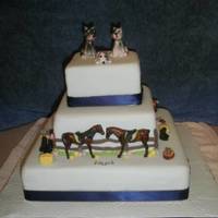 Country Wedding Cake A country wedding and the brides mother took the cake on a 7 hour trip. Sky blue icing with all things related to horses. The horses were...