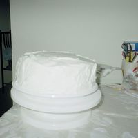 Practice Cake Two layer yellow cake with vanilla icing.