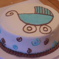 Baby Boy Shower Cake In Blue And Brown 