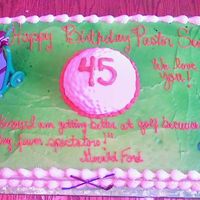Golf Sheet Cake the golf ball is half of the ball cake iced the covered with fondant I used the end of a pen to make the dents in the golf ball. It's...
