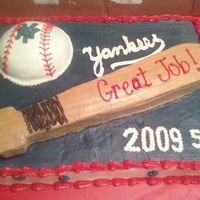 Yankees Cake Yankees cake with 3D baseball and bat