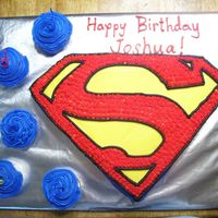 Superman Birthday I used a sheet cake to freehand the shape of this cake. I could not find a Superman emblem pan. I drew out the design on wax paper,...