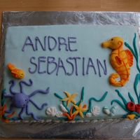 Baby Shower Sea Horse Vanilla cake with MMF and MMF decorations