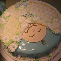 Baby Shower Cake With Royal, Bc, & Mmf MMF with BC basketweave and Royal Icing Flowers