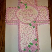 Cross Birthday Strawberry Shortcake cake w/BC icing - inspired by a pic I found here! Thanks CC