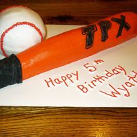 Baseball & Bat Made this for a little boy on my sons T-ball team. Since the boys are all about Baseball this was a HUGE hit at the party!!! FYI - The bat...