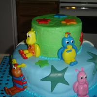 Backyardigans1 A cake for a client. I had 3 days notice. It was originally supposed to be all buttercream with fondant accents but it was so hot my BC...