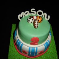 4Th Of July/sports Cake Birthday cake for 2 year old, Mason. His bday celebration is July 5th.