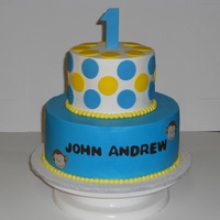 Mod Monkey 1St Birthday iced in BC with fondant accents; matched party decor