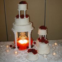 Ruffled Cake W/fountain This was my first fountain cake with lots of tiers and cakes...