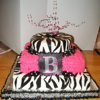 Divalicious Zebra Stripes Hot pink, zebra stripes and BLING were desired... Borrowed this idea from a fellow coworker and cake decorator... TFL