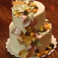 Fall Cake I made this cake for Thanksgiving. Pumpkin spice with cream cheese frosting, everything else is MMF and leaves coated with luster dust.