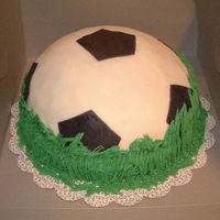 Soccer Cake She wanted a soccer themed cake. I browsed all the pictures I could find to get ideas. Thanks everyone. They loved it. She actually dropped...