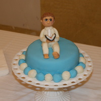 Carsten's Baptism Cake Fondant covered and fondant figure.