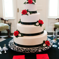 Corie's Wedding Cake My daughter's wedding. Fondant flowers, satin ribbon. Thanks to MANY on CC for advise and inspriation!!