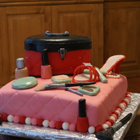 Corie's Bridal Shower I made this for my daughter's bridal shower. She loves cosmetics and High heels. It is l covered in fondant with fondant decorations,...