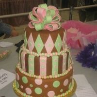 Pink, Green And Brown Tiered Cake This is the cake I entered for my first time in the beginner division at the Oklahoma Sugar art Show. I didn't win a ribbon but I...