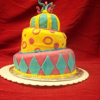 101_0005.jpg This was a groom's cake. Everything is covered in fondant. I used buttercream to attach the swirls on top.