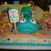 The Pout Pout Fish This is a cake for my nephews 1st birthday, He loves this book, The Pout Pout Fish. The characters were fondant and the islands were carrot...